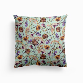 Dry Blue Flowers Collage Cushion
